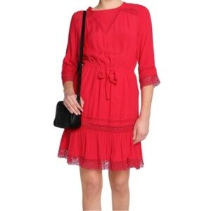 NWT Maje Rahon Rouge Satin Mini Dress Size Medium